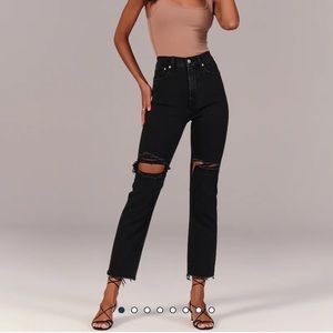 Straight leg black distressed jeans